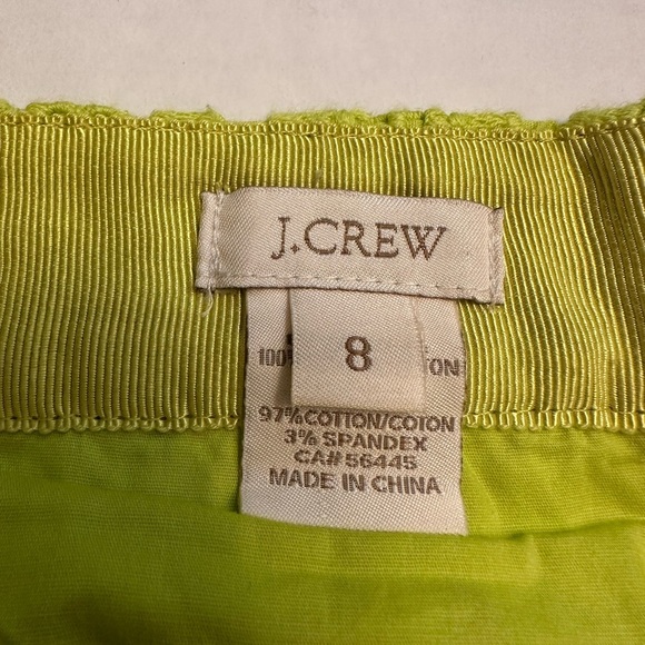 J. Crew Kiwi Green Eyelet No. 2 Pencil Skirt Size 8 Zip Back Clasp - Picture 2 of 11